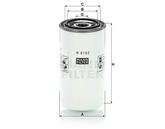 W 9102 Filtro dell'olio Spinon