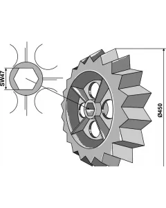 Toothed roller ring - Ø45