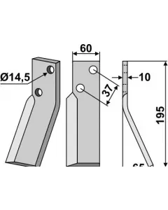 Púas de rotor, versión derecha