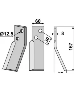 Púas de rotor, versión derecha