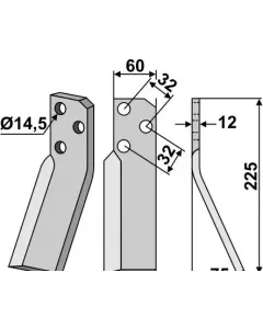 Púas de rotor, versión derecha